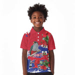 Afro Haiti Independence Day Kid Polo Shirt 1804 Proud Ayiti Map Hispaniolan Trogon LT14