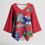 Haiti Independence Day Kimono Sleeve Blouse 1804 Proud Ayiti Map Hispaniolan Trogon