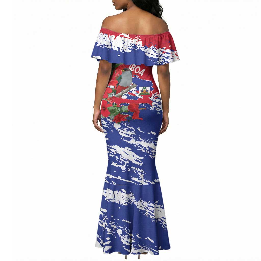 Afro Haiti Independence Day Mermaid Dress 1804 Proud Ayiti Map Hispaniolan Trogon LT14