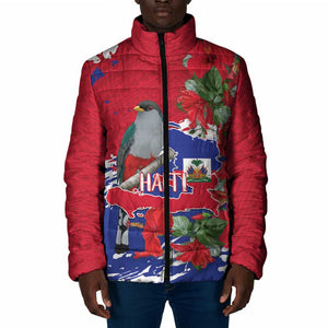Haiti Independence Day Padded Jacket 1804 Proud Ayiti Map Hispaniolan Trogon