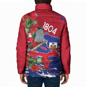 Haiti Independence Day Padded Jacket 1804 Proud Ayiti Map Hispaniolan Trogon