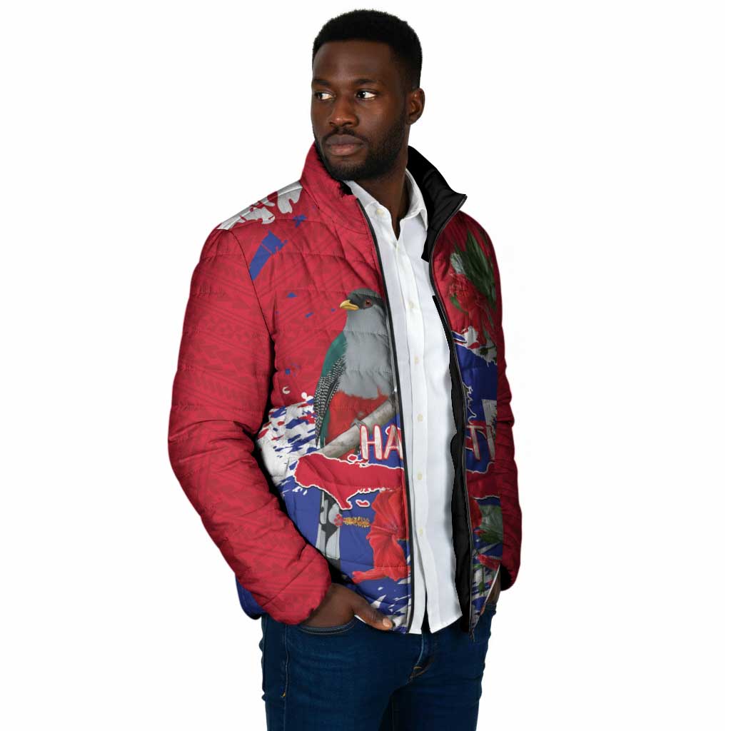 Haiti Independence Day Padded Jacket 1804 Proud Ayiti Map Hispaniolan Trogon