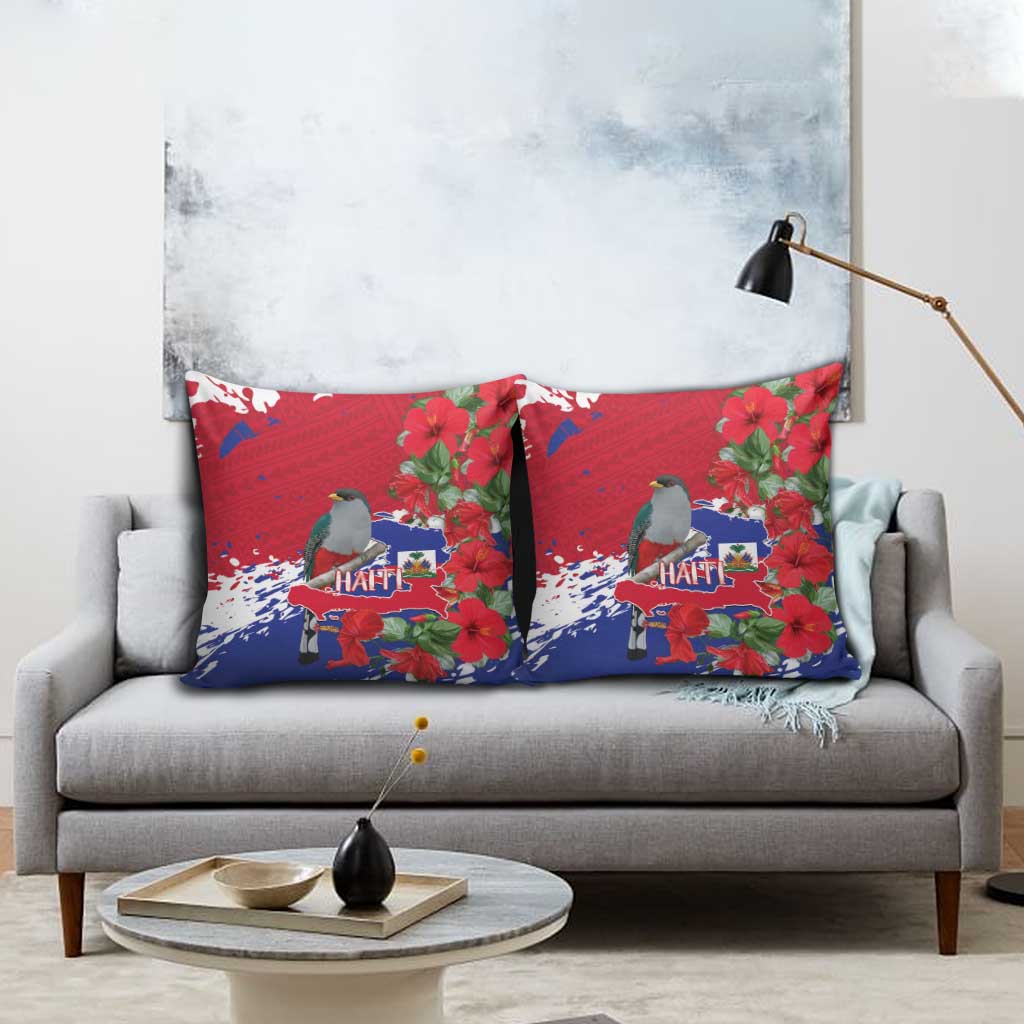 Haiti Independence Day Pillow Cover 1804 Proud Ayiti Map Hispaniolan Trogon