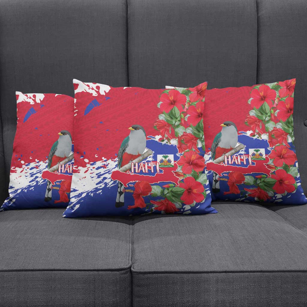 Haiti Independence Day Pillow Cover 1804 Proud Ayiti Map Hispaniolan Trogon
