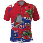 Afro Haiti Independence Day Polo Shirt 1804 Proud Ayiti Map Hispaniolan Trogon LT14