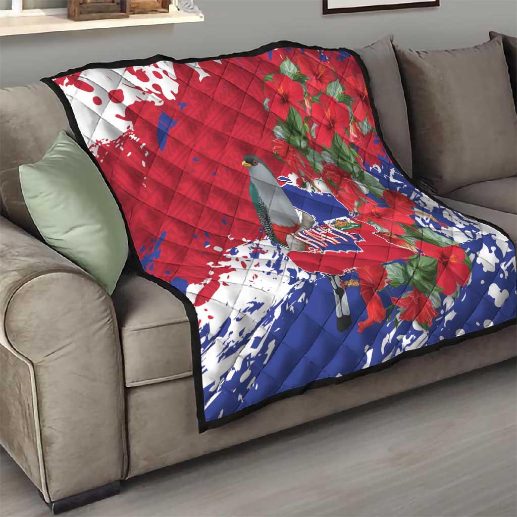 Afro Haiti Independence Day Quilt 1804 Proud Ayiti Map Hispaniolan Trogon - African Pride