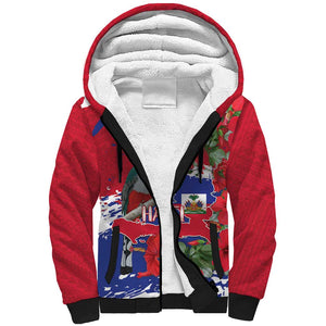 Afro Haiti Independence Day Sherpa Hoodie 1804 Proud Ayiti Map Hispaniolan Trogon - African Pride