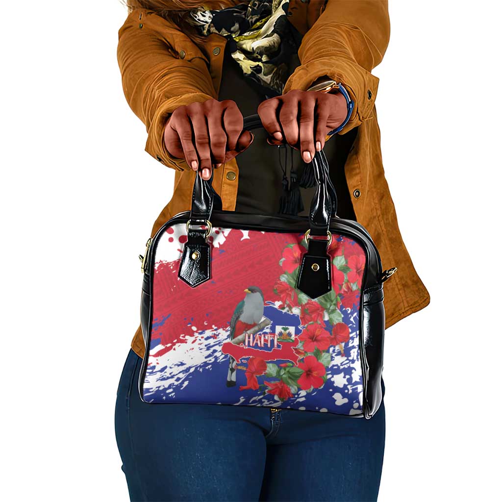 Afro Haiti Independence Day Shoulder Handbag 1804 Proud Ayiti Map Hispaniolan Trogon - African Pride