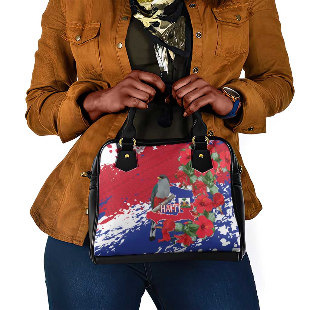 Afro Haiti Independence Day Shoulder Handbag 1804 Proud Ayiti Map Hispaniolan Trogon - African Pride