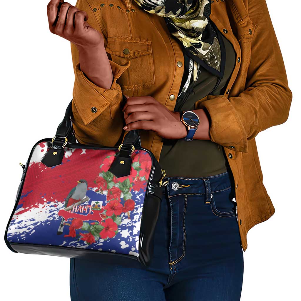 Afro Haiti Independence Day Shoulder Handbag 1804 Proud Ayiti Map Hispaniolan Trogon - African Pride