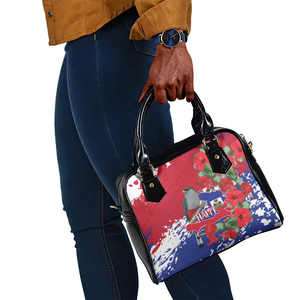 Afro Haiti Independence Day Shoulder Handbag 1804 Proud Ayiti Map Hispaniolan Trogon - African Pride