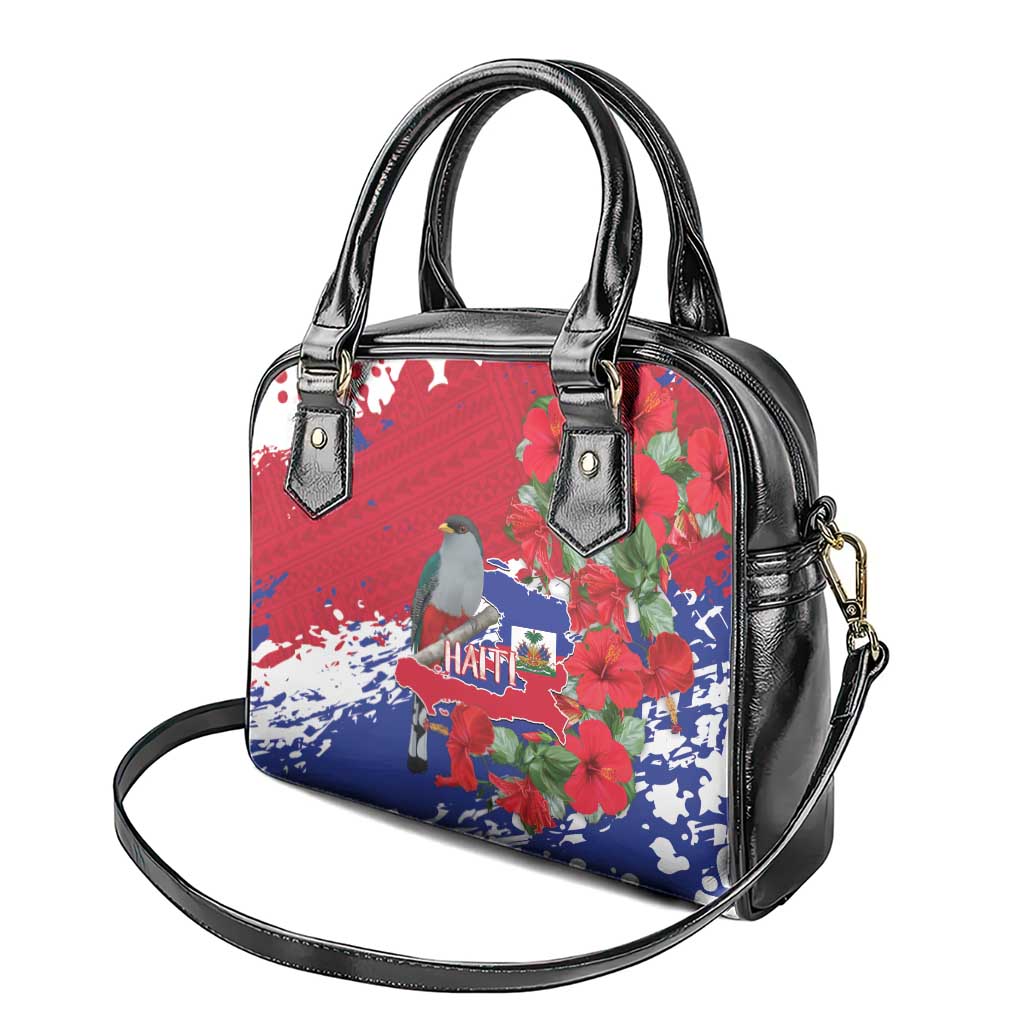 Afro Haiti Independence Day Shoulder Handbag 1804 Proud Ayiti Map Hispaniolan Trogon - African Pride
