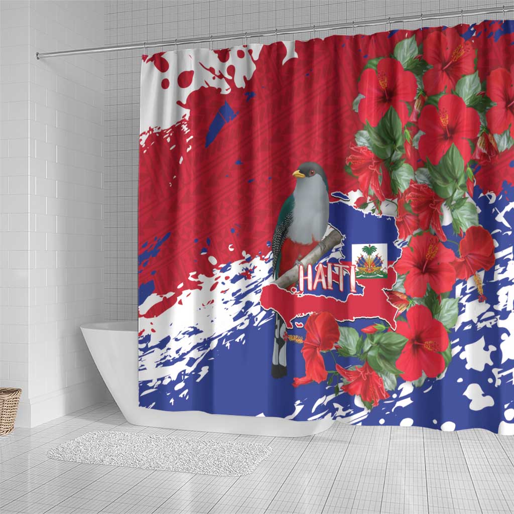 Afro Haiti Independence Day Shower Curtain 1804 Proud Ayiti Map Hispaniolan Trogon - African Pride