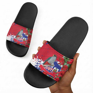 Haiti Independence Day Slide Sandals 1804 Proud Ayiti Map Hispaniolan Trogon