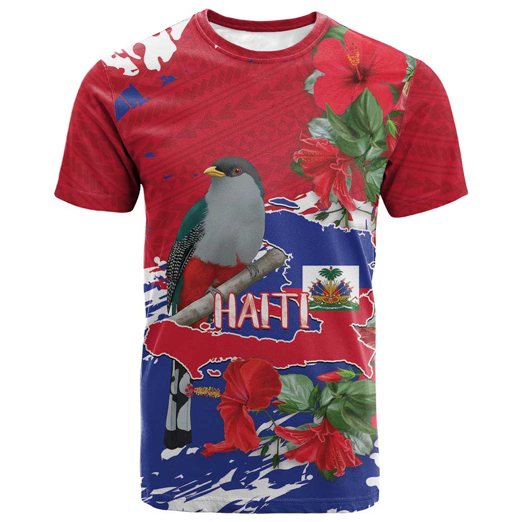 Afro Haiti Independence Day T shirt 1804 Proud Ayiti Map Hispaniolan Trogon LT14
