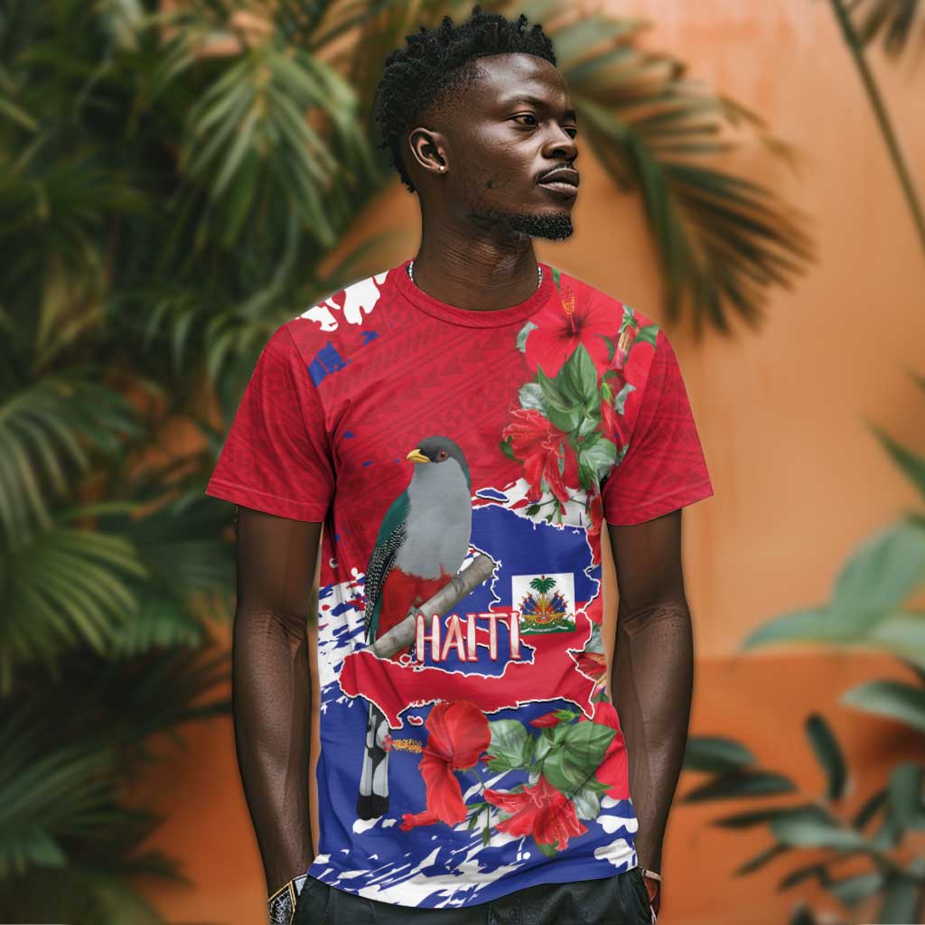 Afro Haiti Independence Day T shirt 1804 Proud Ayiti Map Hispaniolan Trogon LT14