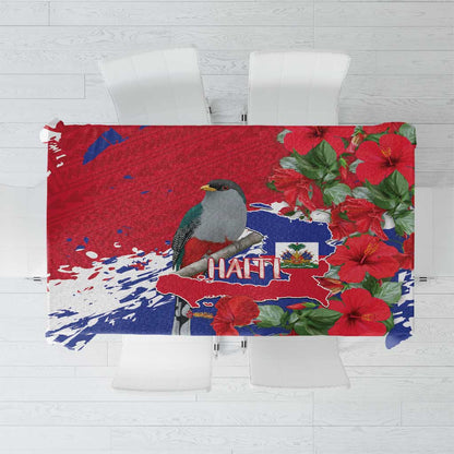 Afro Haiti Independence Day Tablecloth 1804 Proud Ayiti Map Hispaniolan Trogon - African Pride