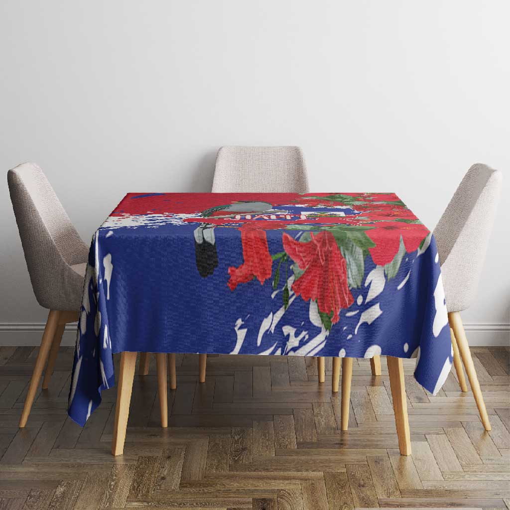 Afro Haiti Independence Day Tablecloth 1804 Proud Ayiti Map Hispaniolan Trogon - African Pride