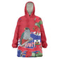 Afro Haiti Independence Day Wearable Blanket Hoodie 1804 Proud Ayiti Map Hispaniolan Trogon - African Pride
