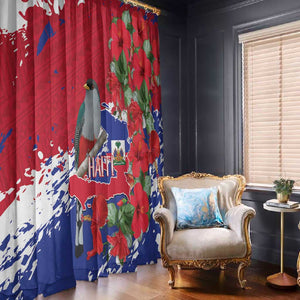 Afro Haiti Independence Day Window Curtain 1804 Proud Ayiti Map Hispaniolan Trogon - African Pride