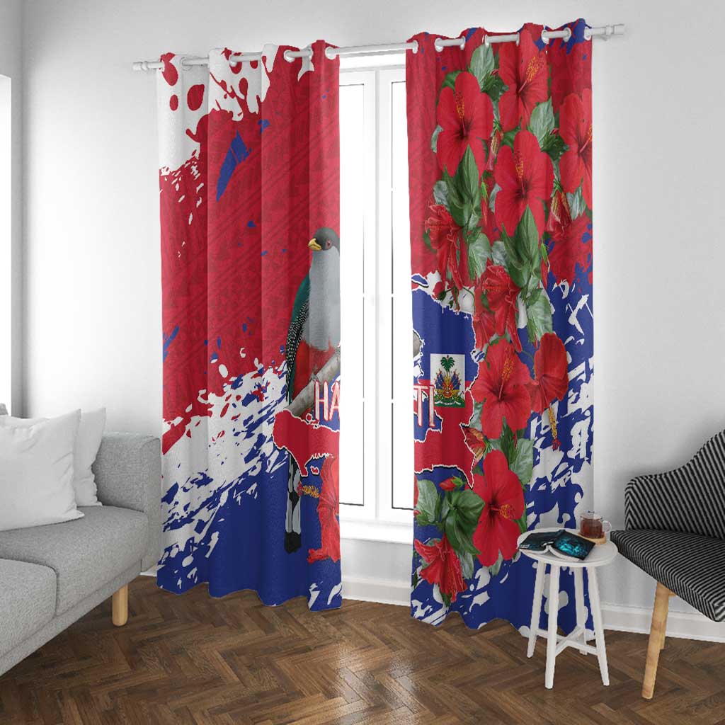 Afro Haiti Independence Day Window Curtain 1804 Proud Ayiti Map Hispaniolan Trogon - African Pride