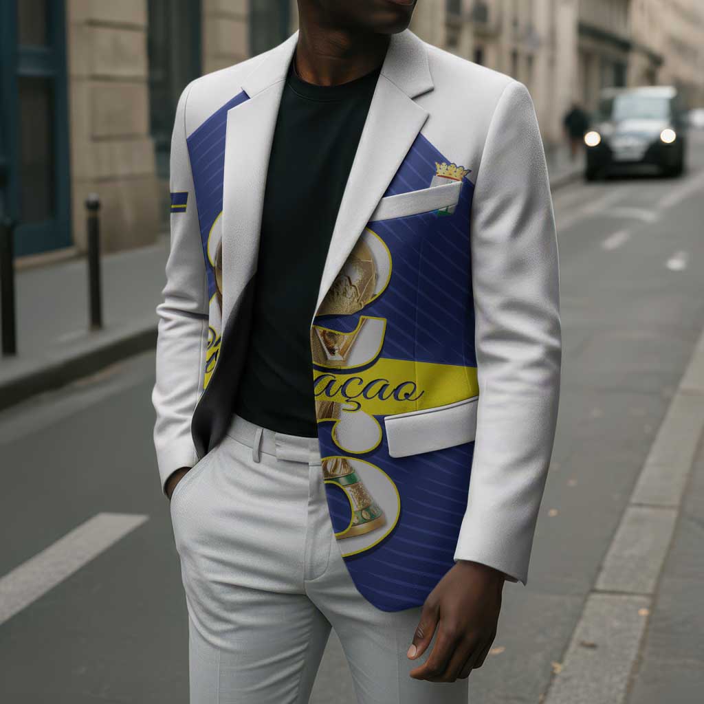 Personalized Curacao Football Blazer 2026 The Blue Wave is Rising