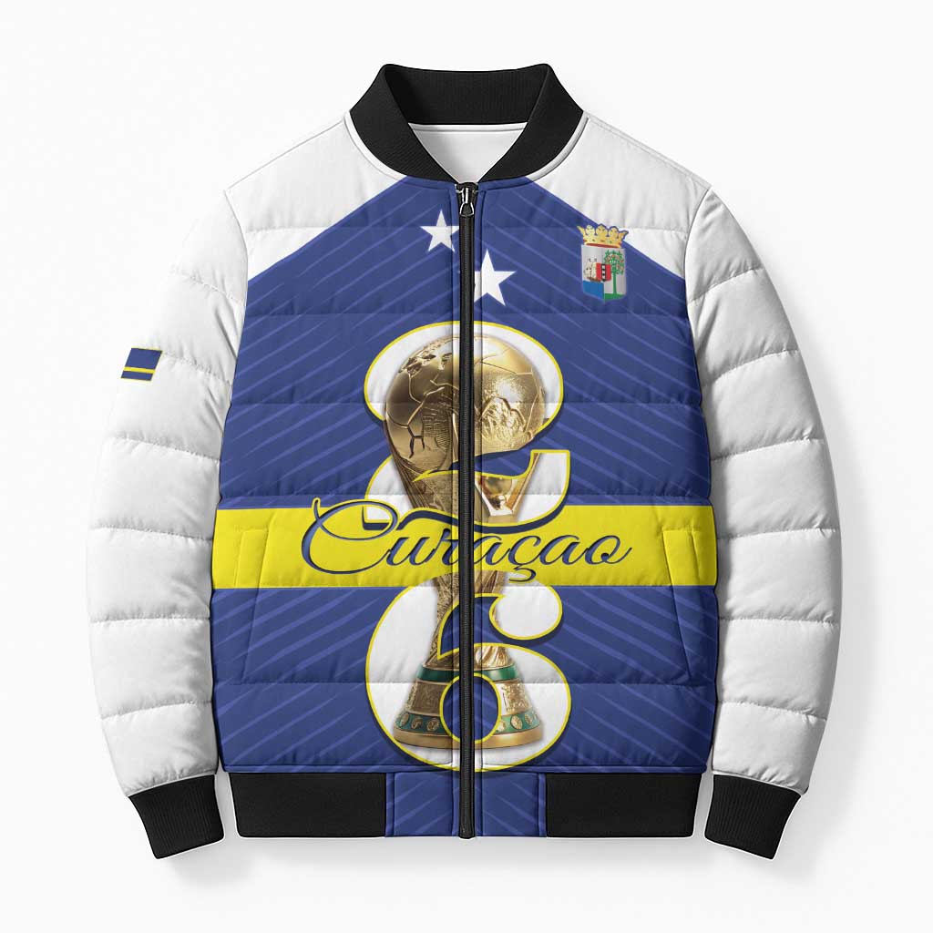 Personalized Curacao Football Bomber Puffer Jacket 2026 The Blue Wave is Rising