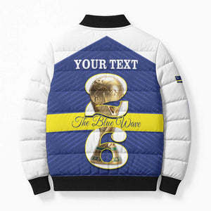 Personalized Curacao Football Bomber Puffer Jacket 2026 The Blue Wave is Rising