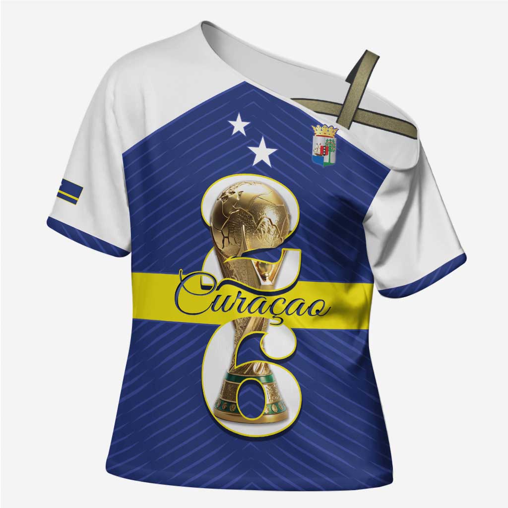 Personalized Curacao Football Cross Shoulder Shirt 2026 The Blue Wave is Rising
