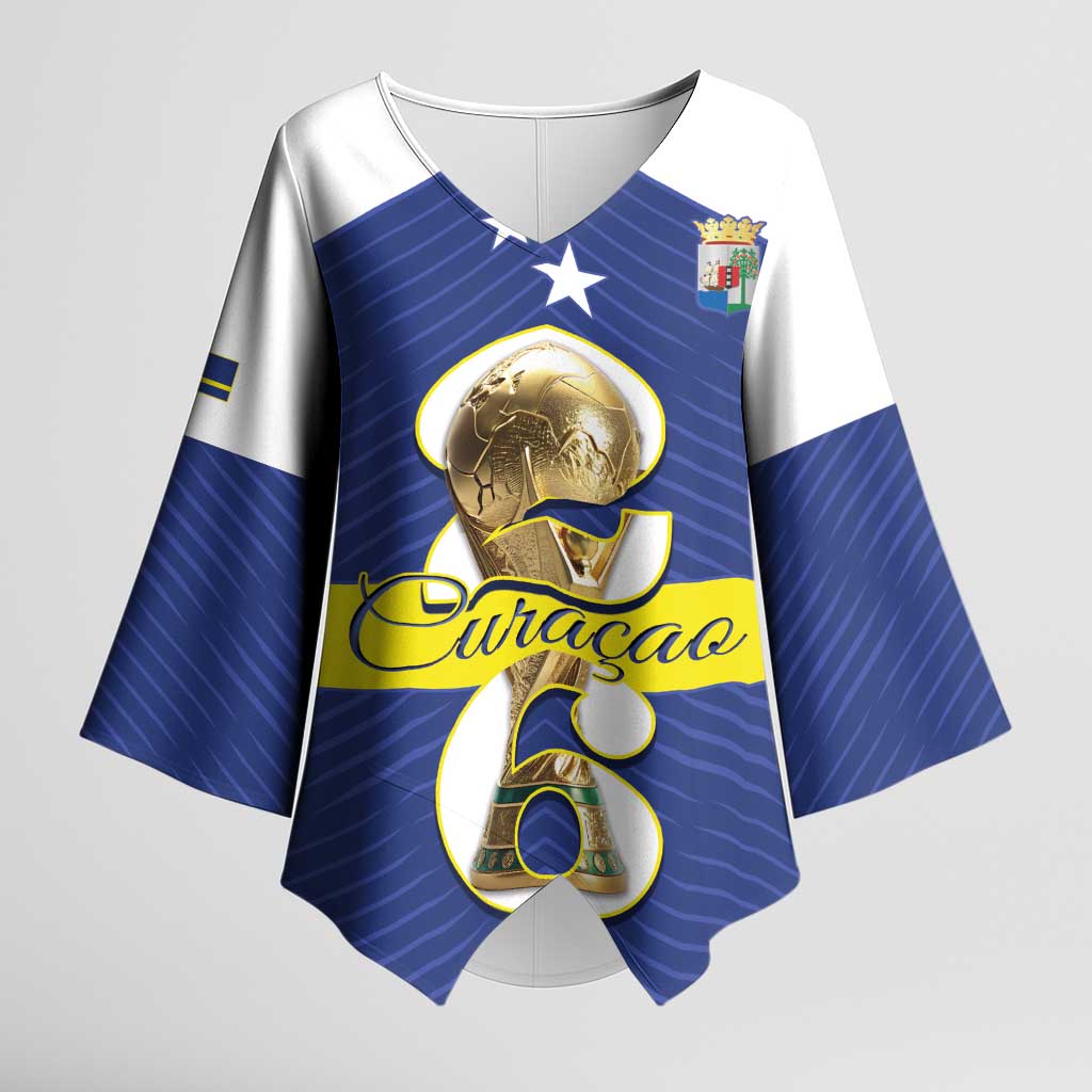 Personalized Curacao Football Kimono Sleeve Blouse 2026 The Blue Wave is Rising