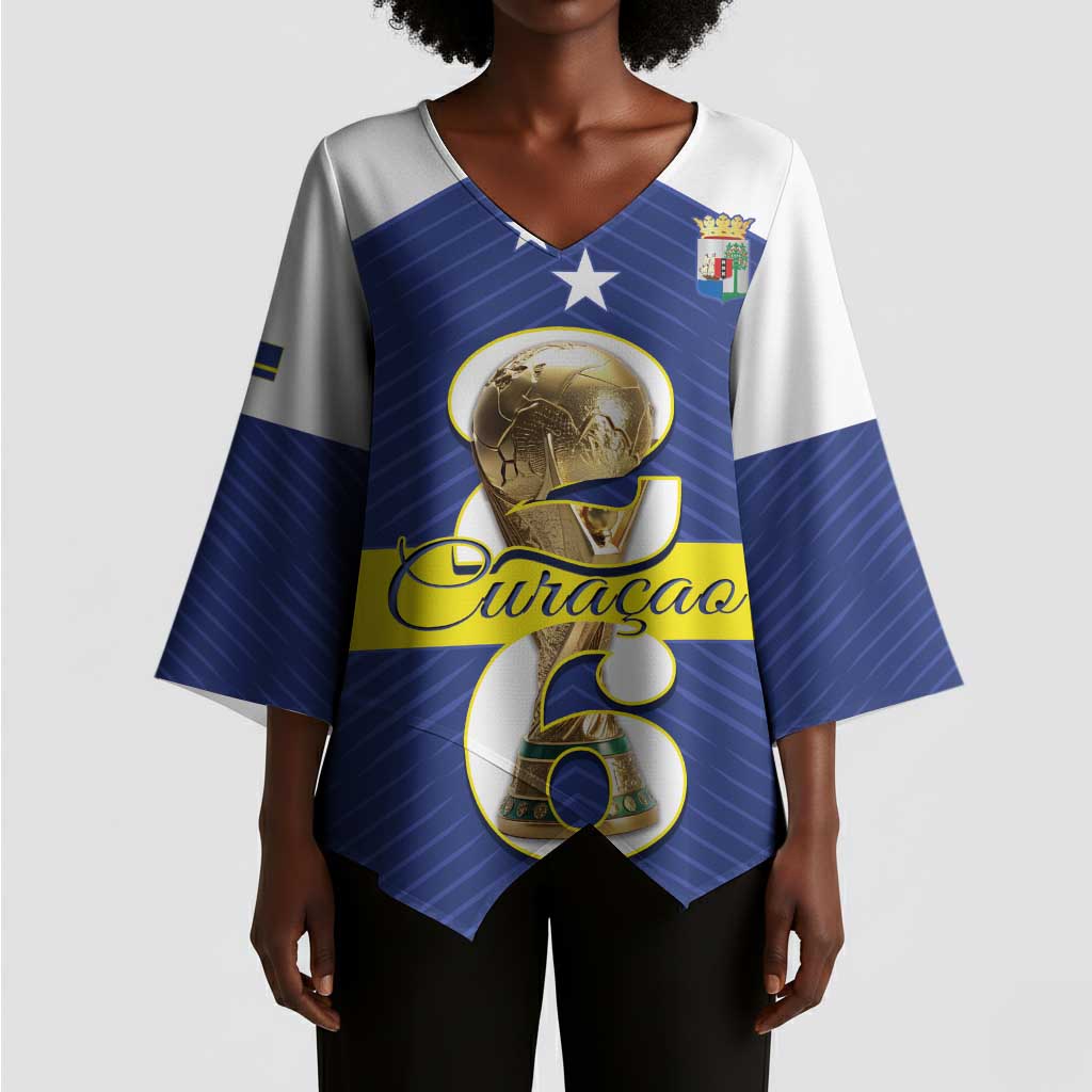 Personalized Curacao Football Kimono Sleeve Blouse 2026 The Blue Wave is Rising
