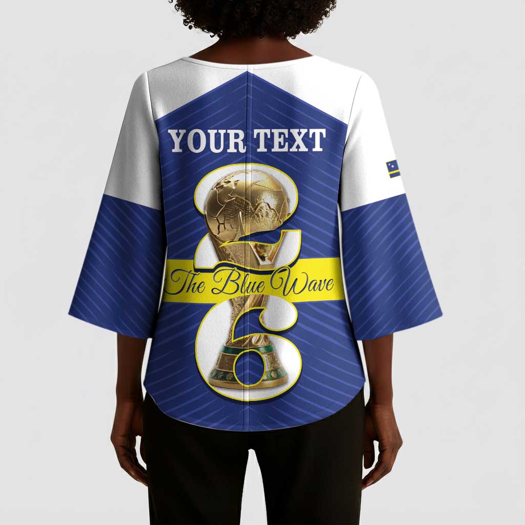 Personalized Curacao Football Kimono Sleeve Blouse 2026 The Blue Wave is Rising