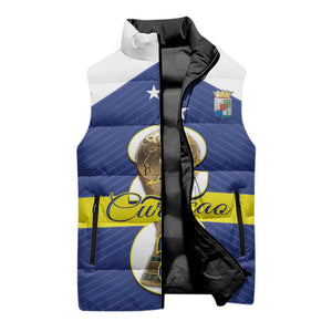 Personalized Curacao Football Sleeveless Puffer Jacket 2026 The Blue Wave is Rising