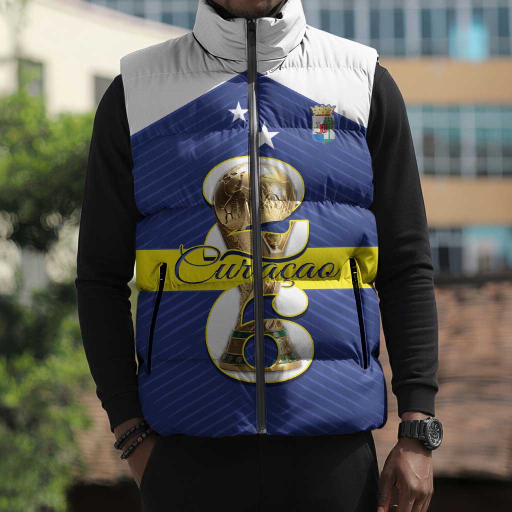 Personalized Curacao Football Sleeveless Puffer Jacket 2026 The Blue Wave is Rising