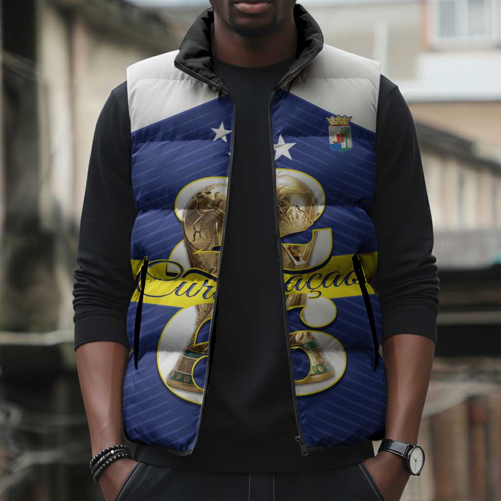 Personalized Curacao Football Sleeveless Puffer Jacket 2026 The Blue Wave is Rising
