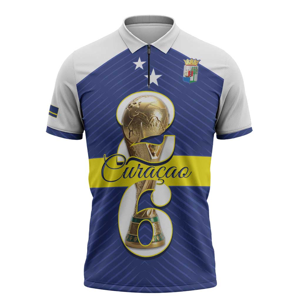 Personalized Curacao Football Zipper Polo Shirt 2026 The Blue Wave is Rising