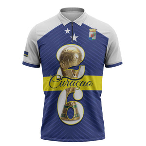 Personalized Curacao Football Zipper Polo Shirt 2026 The Blue Wave is Rising