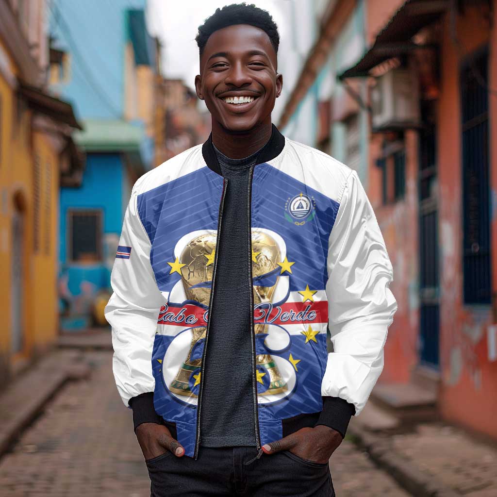 Personalized Afro Cape Verde Football Bomber Jacket 2026 Tubaroes Azuis First-ever World Cup - African Pride