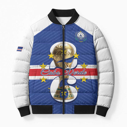 Personalized Cape Verde Football Bomber Puffer Jacket 2026 Tubaroes Azuis First-ever World Cup