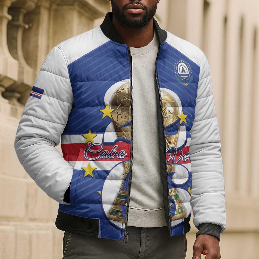 Personalized Cape Verde Football Bomber Puffer Jacket 2026 Tubaroes Azuis First-ever World Cup