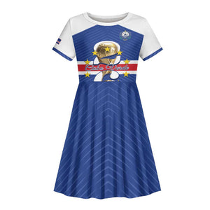 Personalized Afro Cape Verde Football Kid Short Sleeve Dress 2026 Tubaroes Azuis First-ever World Cup LT14