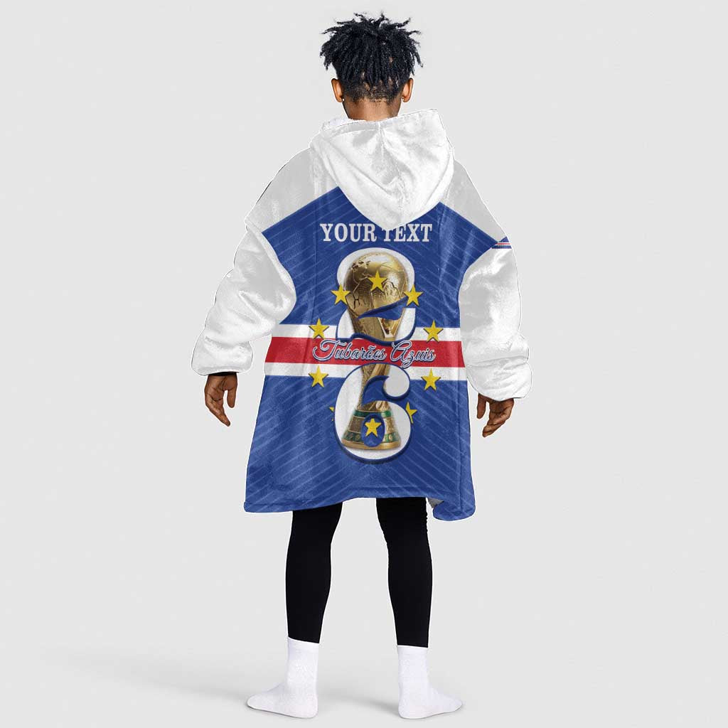 Personalized Afro Cape Verde Football Kid Wearable Blanket Hoodie 2026 Tubaroes Azuis First-ever World Cup - African Pride