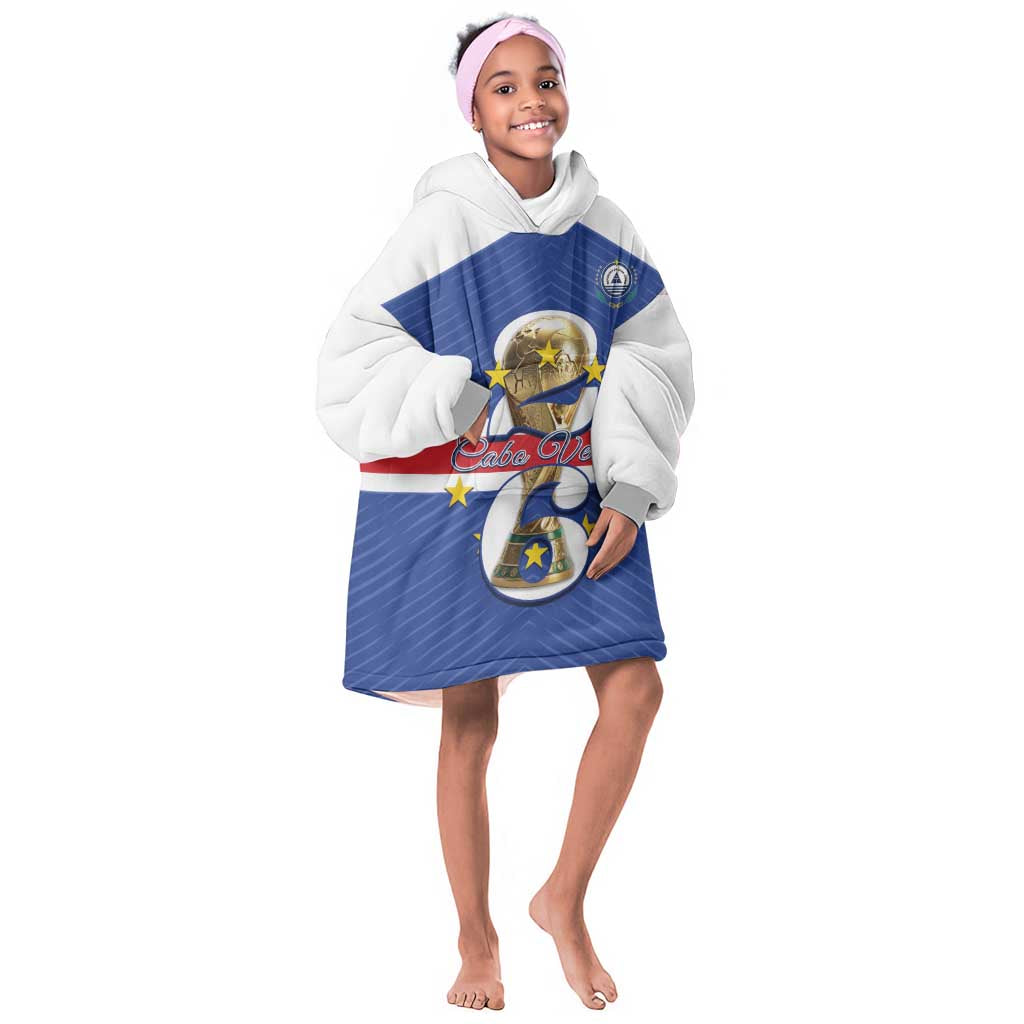 Personalized Afro Cape Verde Football Kid Wearable Blanket Hoodie 2026 Tubaroes Azuis First-ever World Cup - African Pride