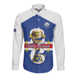 Personalized Afro Cape Verde Football Long Sleeve Button Shirt 2026 Tubaroes Azuis First-ever World Cup - African Pride