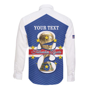 Personalized Afro Cape Verde Football Long Sleeve Button Shirt 2026 Tubaroes Azuis First-ever World Cup - African Pride
