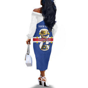 Personalized Afro Cape Verde Football Off The Shoulder Long Sleeve Dress 2026 Tubaroes Azuis First-ever World Cup - African Pride