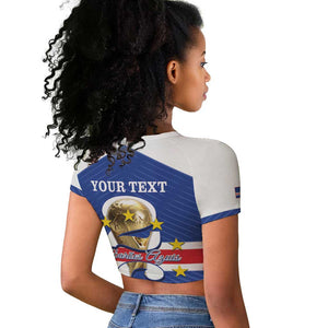 Personalized Afro Cape Verde Football Raglan Cropped T shirt 2026 Tubaroes Azuis First-ever World Cup LT14