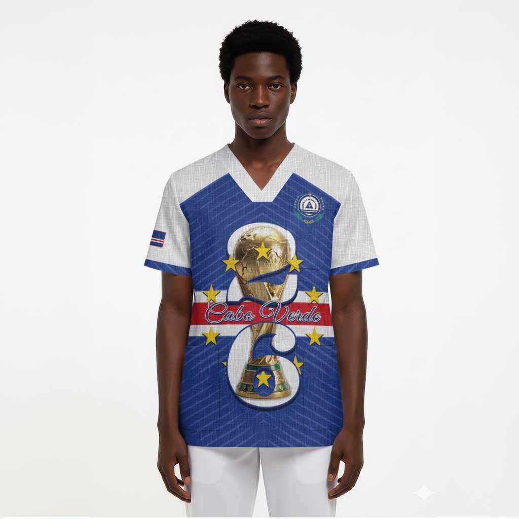 Personalized Afro Cape Verde Football Scrub Top 2026 Tubaroes Azuis First-ever World Cup - African Pride