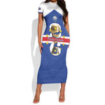Personalized Afro Cape Verde Football Short Sleeve Bodycon Dress 2026 Tubaroes Azuis First-ever World Cup LT14