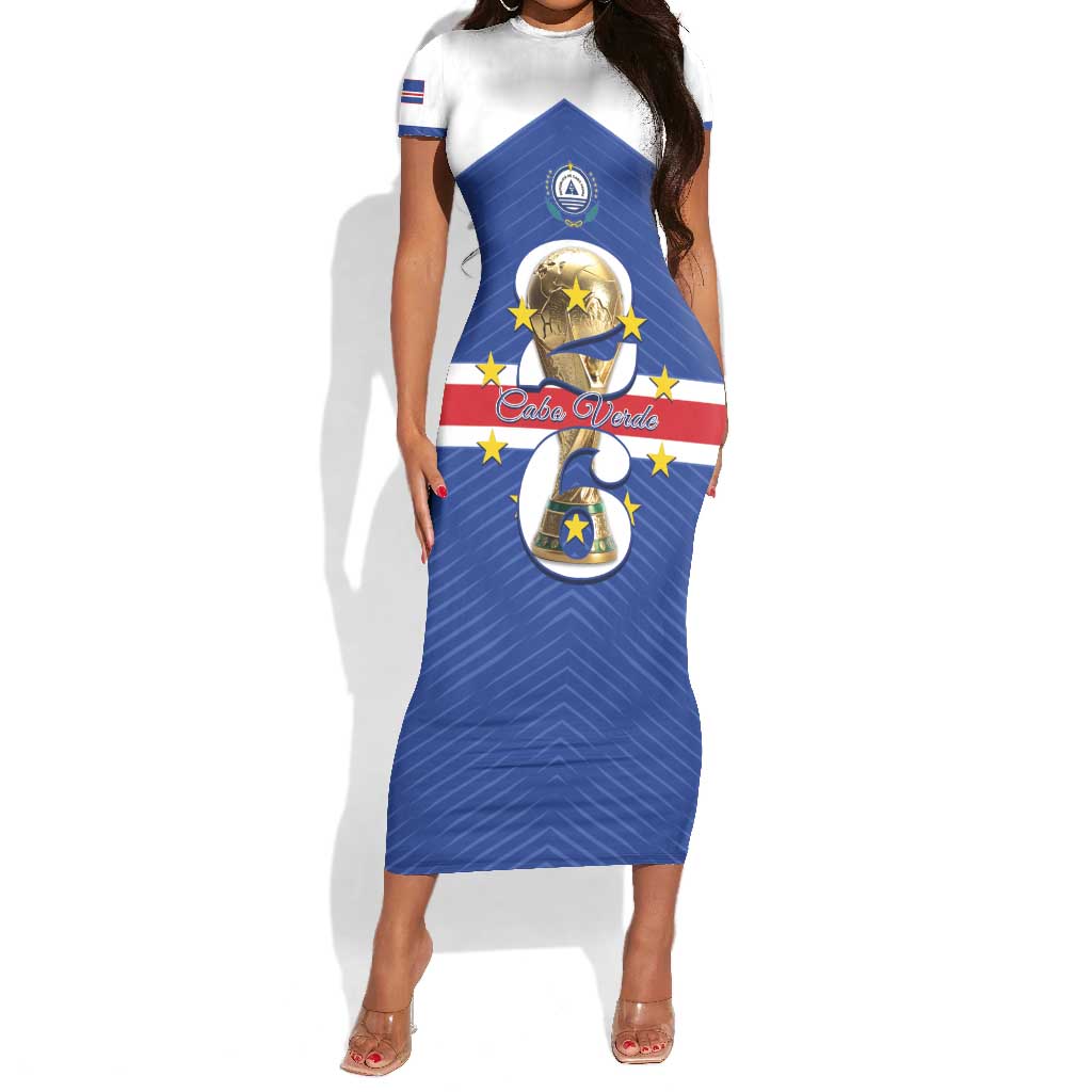 Personalized Afro Cape Verde Football Short Sleeve Bodycon Dress 2026 Tubaroes Azuis First-ever World Cup LT14